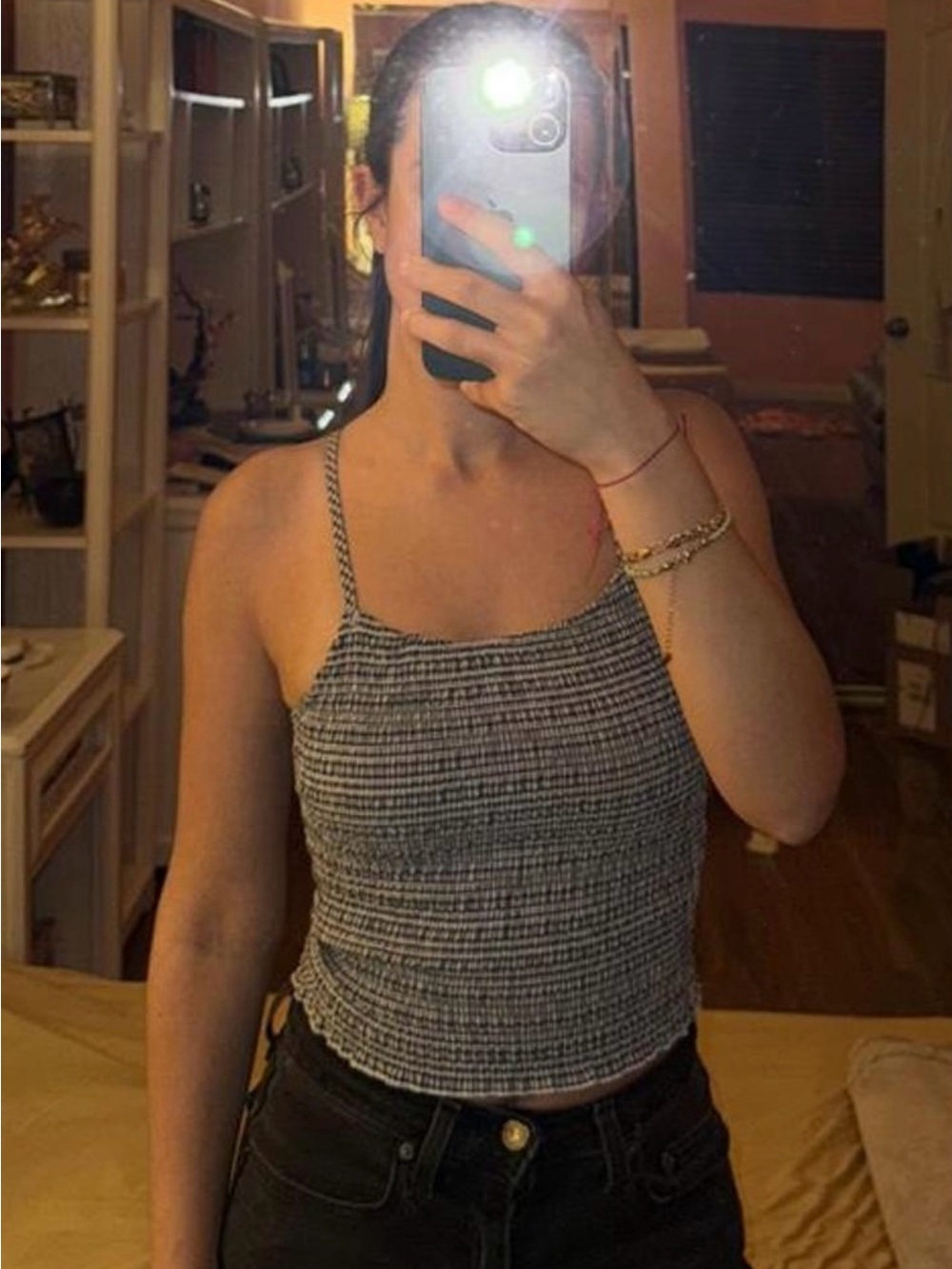 PacSun Black & White Smocked Crop Top